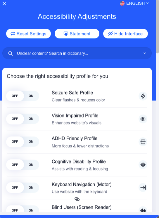 Accessibility tool adjustments