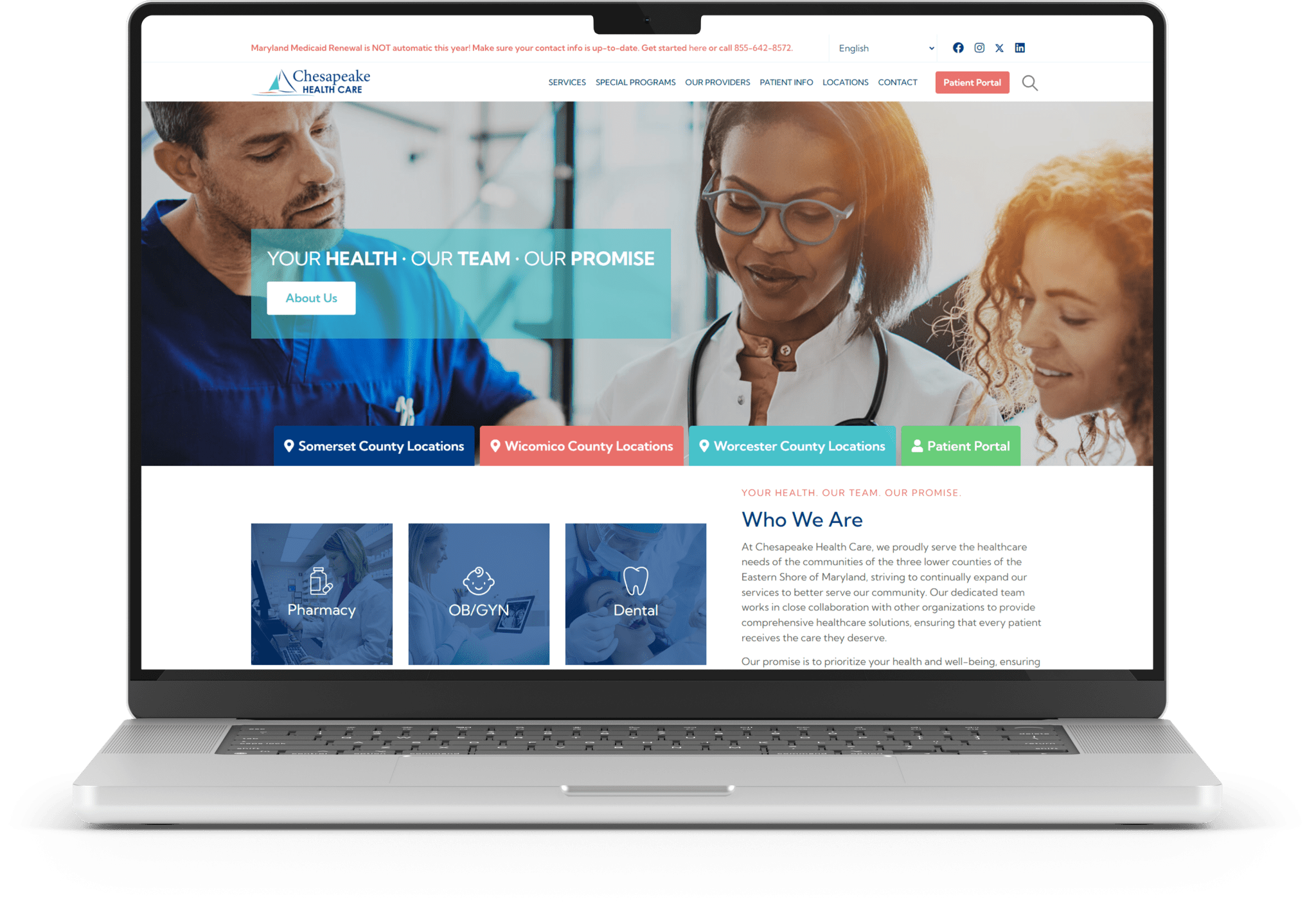 Chesapeake Healthcare Laptop Mockup