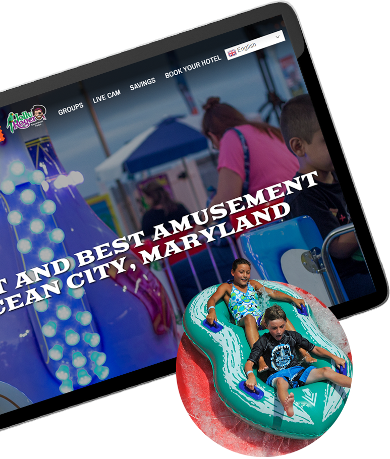 Jolly Roger Amusement Park homepage tablet