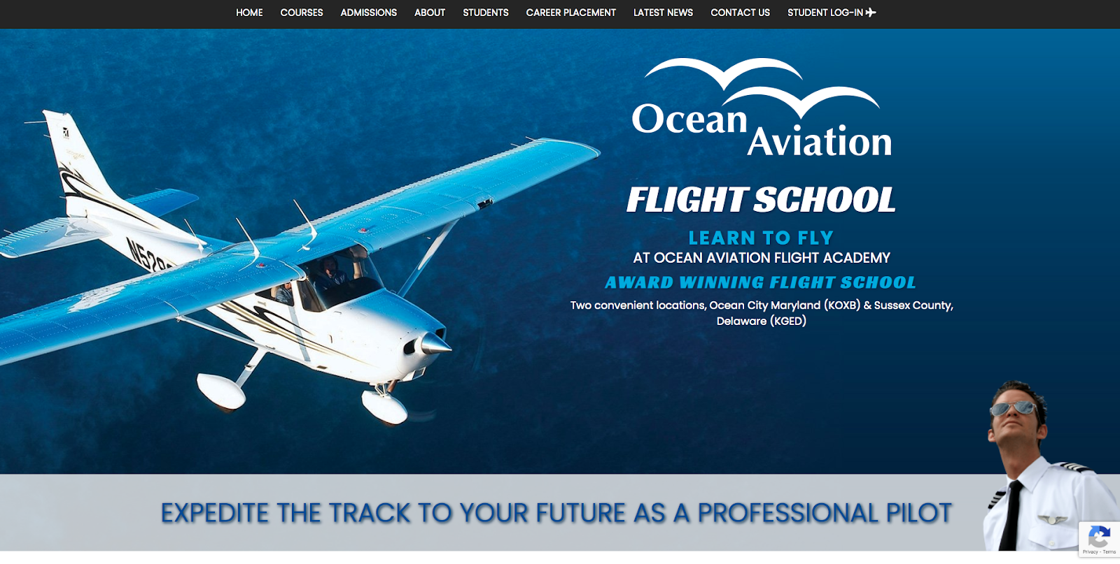 Ocean Aviation website homepage