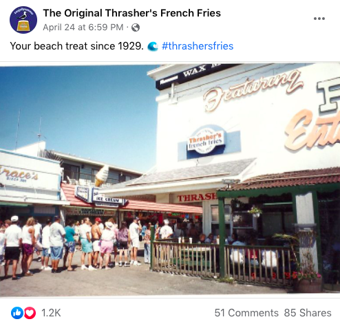 Facebook post from thrasher's